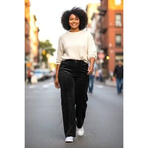 (H-241) DG2 Diane Gilman Black Velvet Pants Women's 10T Tall Stretch QVC New w/T